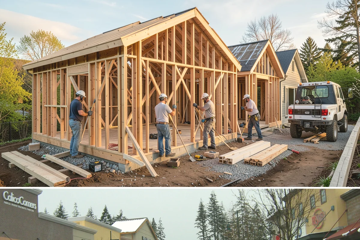 Coffered Ceiling Construction in Mill Creek, Snohomish County, WA - Coffered ceilings are interior craftsmanship that can be built in any season.