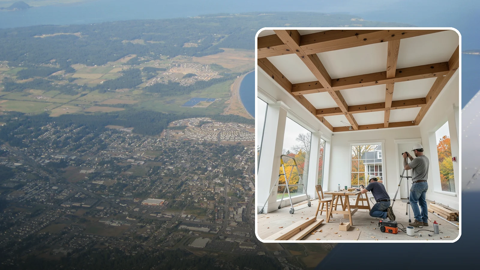 Coffered Ceiling Construction in Oak Harbor, Island County, WA - An elegant coffered ceiling that adds depth, architecture, and richness overhead.