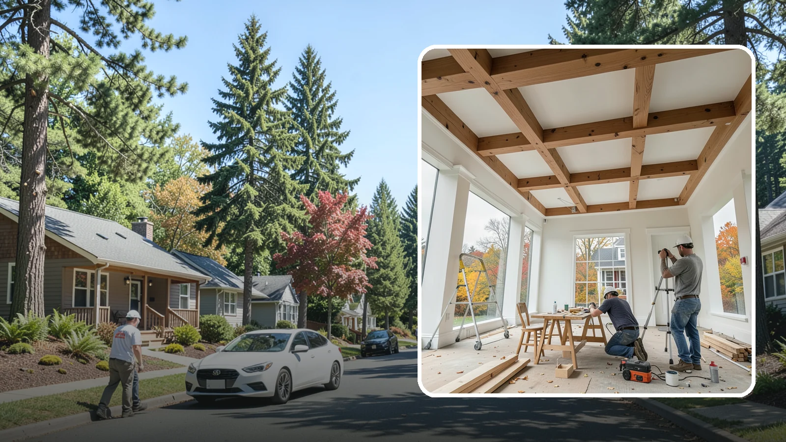 Coffered Ceiling Construction in Orting, Pierce County, WA - An elegant coffered ceiling that adds depth, architecture, and richness overhead.