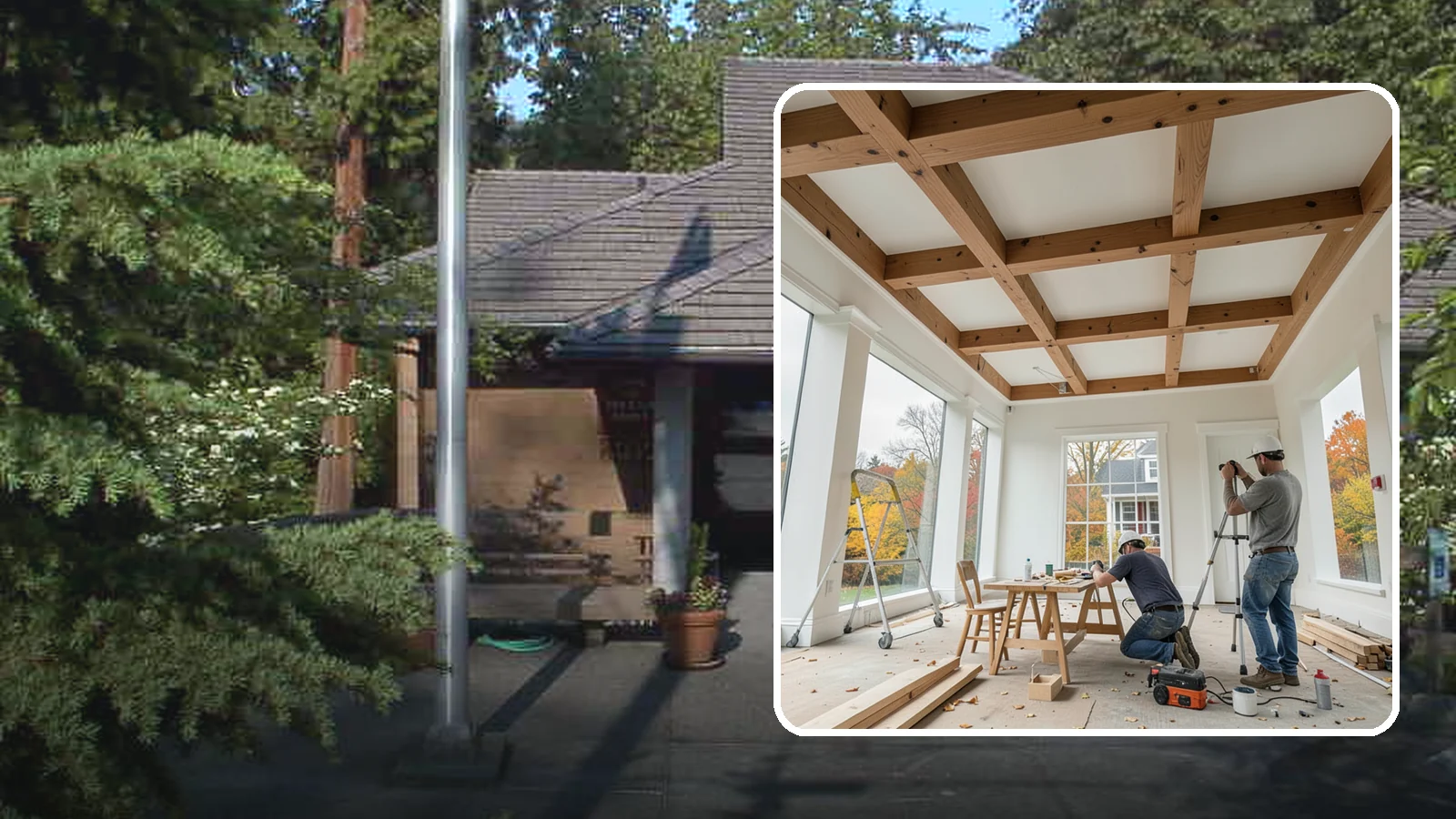 Coffered Ceiling Construction in Yarrow Point, King County, WA - An elegant coffered ceiling that adds depth, architecture, and richness overhead.