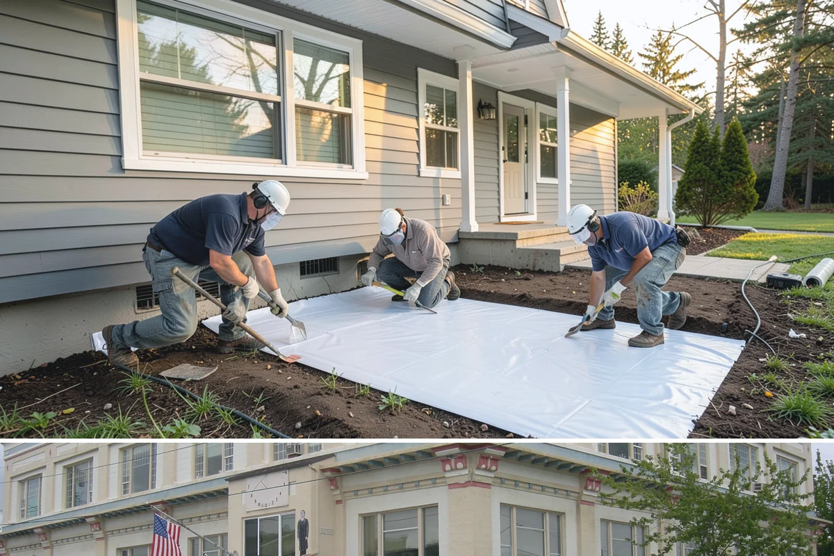 Column Wrap Installation in Anacortes, Skagit County, WA - Dry weather allows clean fitting and sealing of the wraps.