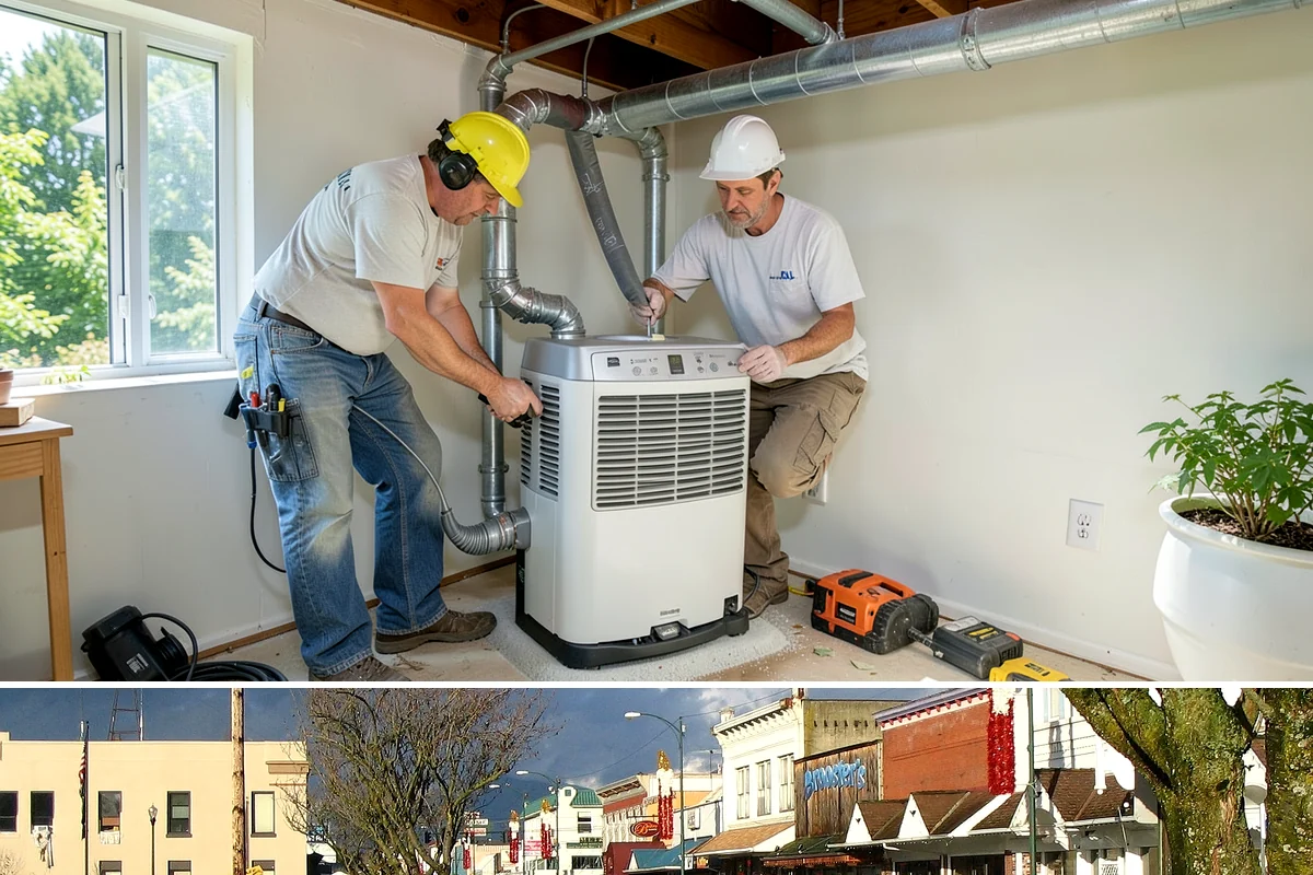 Column Wrap Installation in Arlington, Snohomish County, WA - Dry weather allows clean fitting and sealing of the wraps.