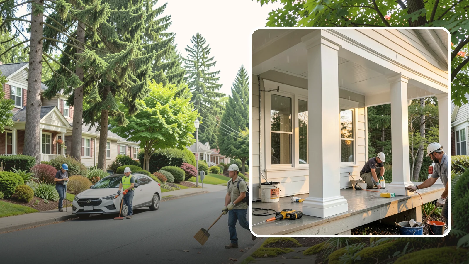 Column Wrap Installation in Beaux Arts Village, King County, WA - Column wrap installation that dresses up porch posts with a durable, finished exterior look.