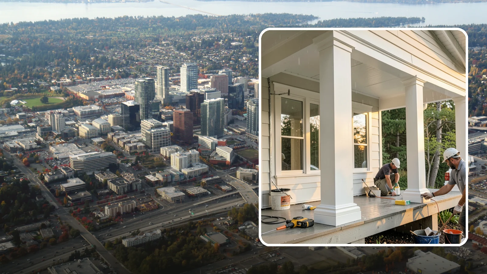 Column Wrap Installation in Bellevue, King County, WA - Column wrap installation that dresses up porch posts with a durable, finished exterior look.