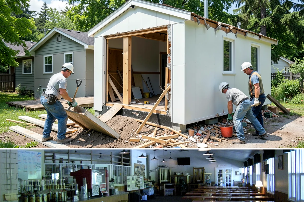 Column Wrap Installation in Black Diamond, King County, WA - Dry weather allows clean fitting and sealing of the wraps.