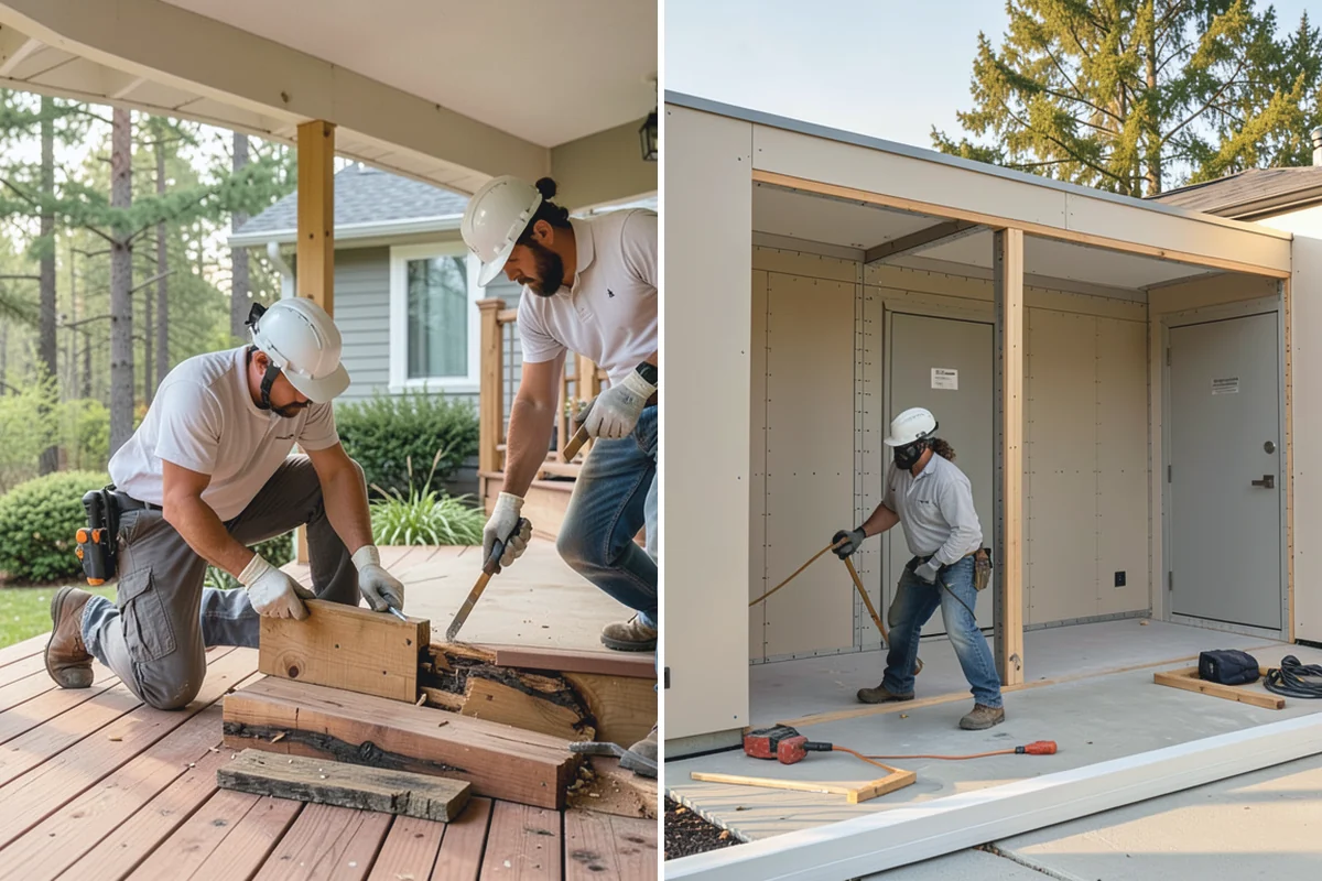 Column Wrap Installation in Buckley, Pierce County, WA - Measure the posts and select wrap material