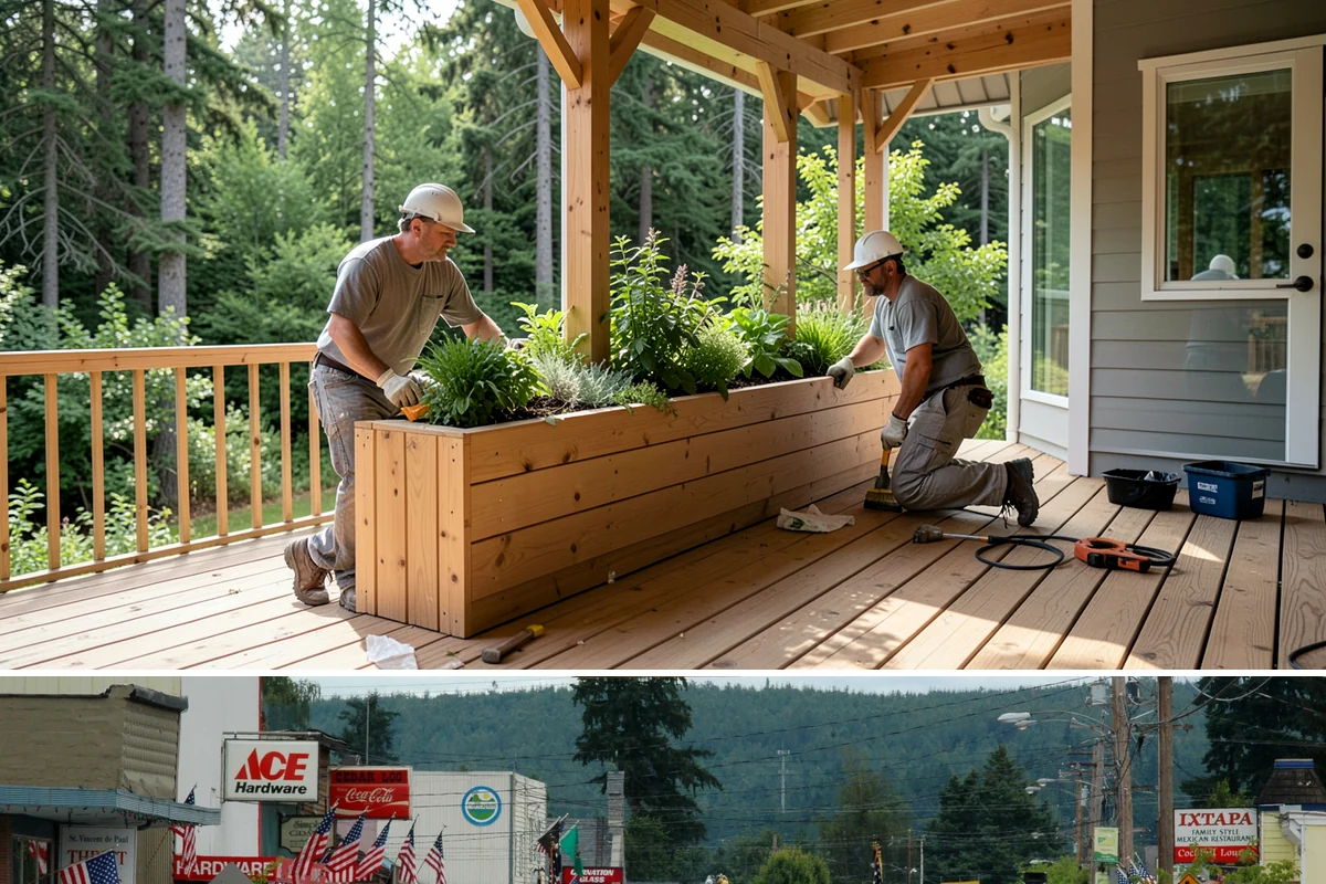 Column Wrap Installation in Carnation, King County, WA - Dry weather allows clean fitting and sealing of the wraps.