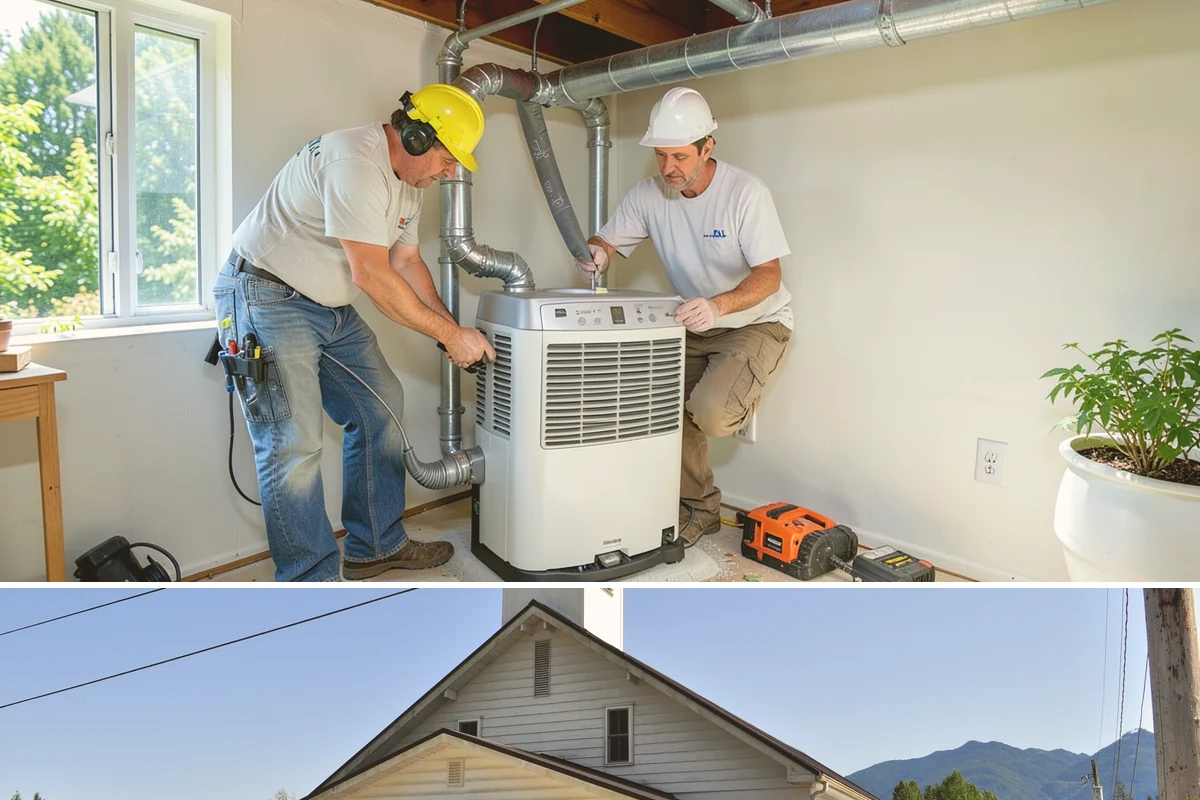 Column Wrap Installation in Concrete, Skagit County, WA - Dry weather allows clean fitting and sealing of the wraps.