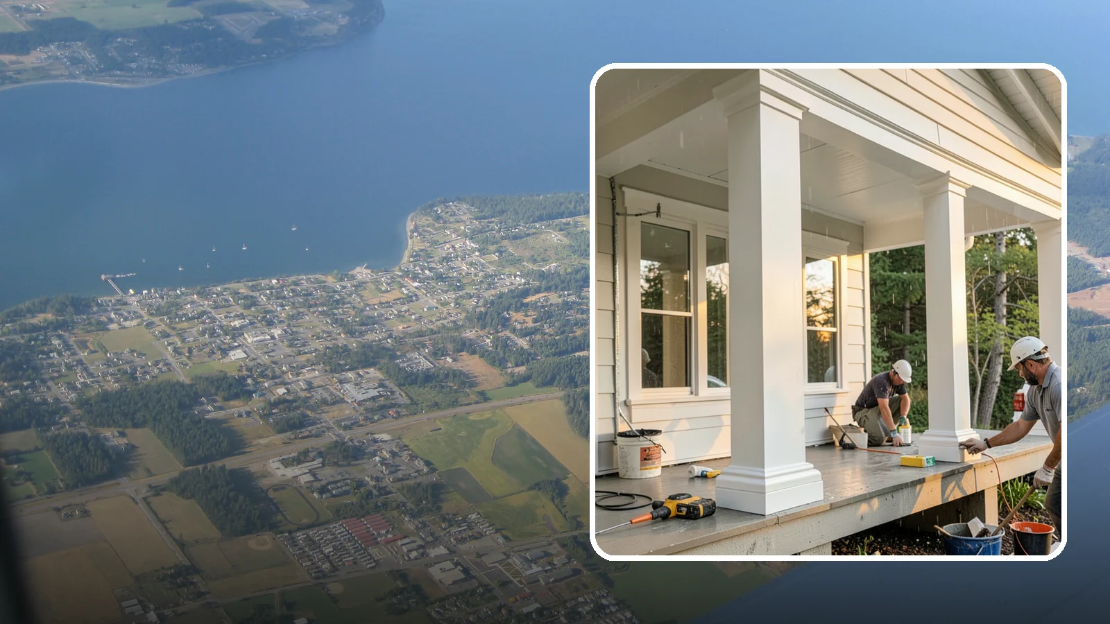 Column Wrap Installation in Coupeville, Island County, WA - Column wrap installation that dresses up porch posts with a durable, finished exterior look.