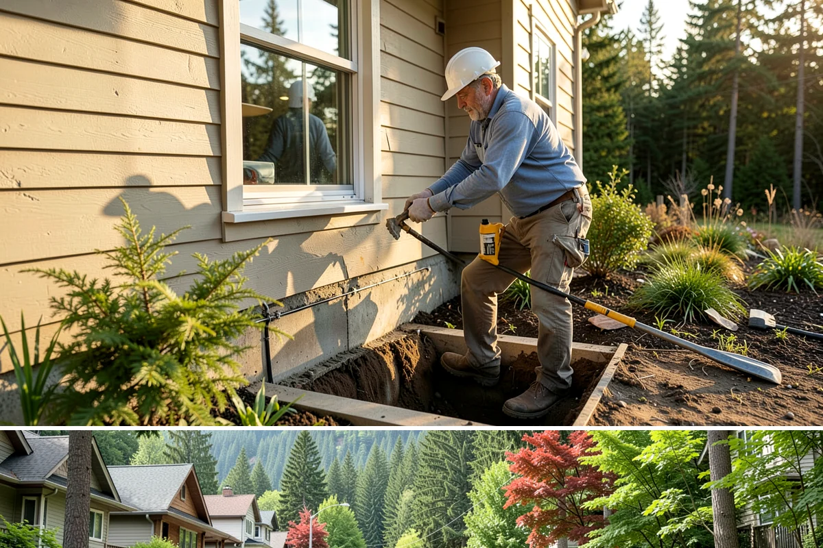 Column Wrap Installation in Darrington, Snohomish County, WA - Dry weather allows clean fitting and sealing of the wraps.