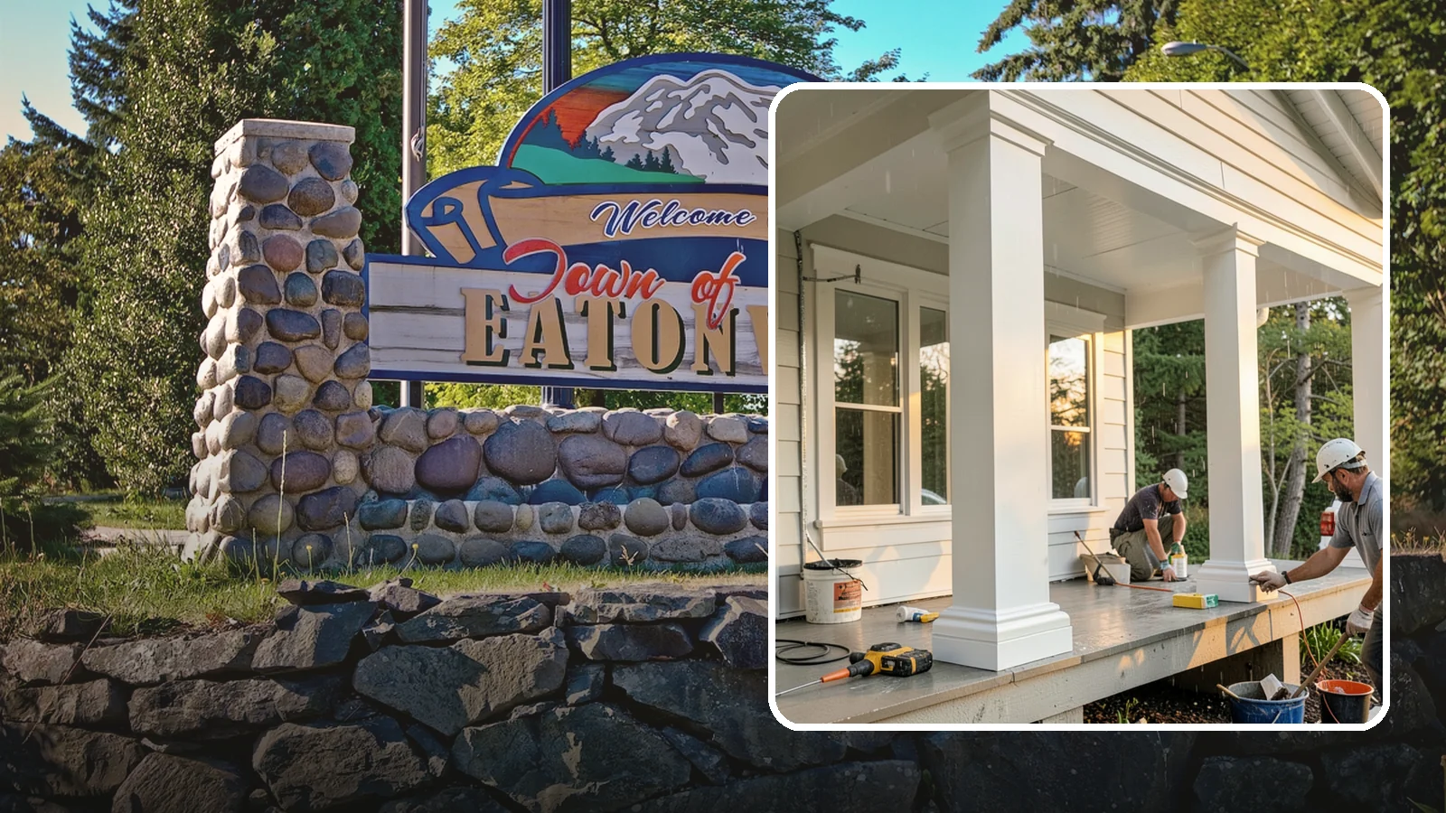 Column Wrap Installation in Eatonville, Pierce County, WA - Column wrap installation that dresses up porch posts with a durable, finished exterior look.