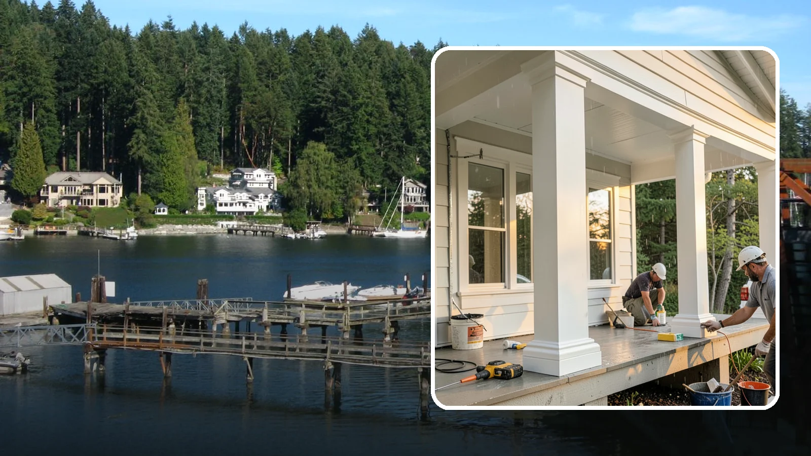 Column Wrap Installation in Gig Harbor, Pierce County, WA - Column wrap installation that dresses up porch posts with a durable, finished exterior look.