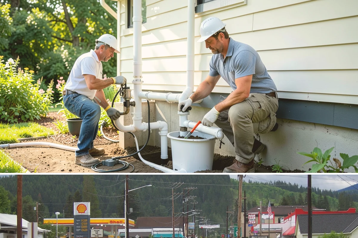 Column Wrap Installation in Granite Falls, Snohomish County, WA - Dry weather allows clean fitting and sealing of the wraps.