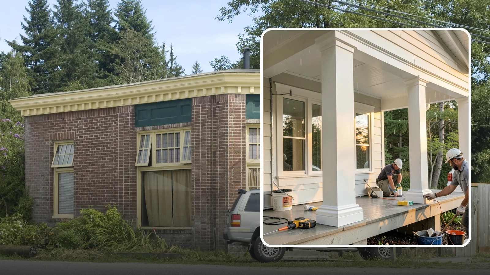 Column Wrap Installation in Hamilton, Skagit County, WA - Column wrap installation that dresses up porch posts with a durable, finished exterior look.