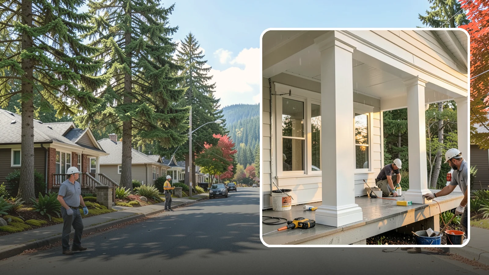 Column Wrap Installation in Hunts Point, King County, WA - Column wrap installation that dresses up porch posts with a durable, finished exterior look.