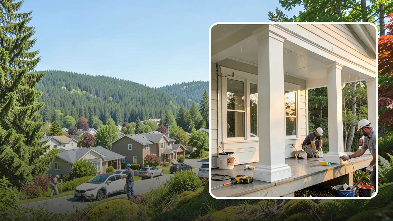 Column Wrap Installation in Index, Snohomish County, WA - Column wrap installation that dresses up porch posts with a durable, finished exterior look.