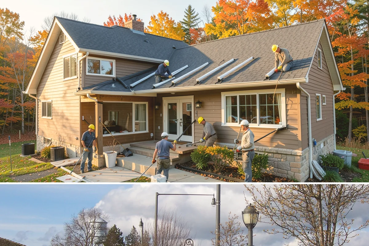 Column Wrap Installation in Marysville, Snohomish County, WA - Dry weather allows clean fitting and sealing of the wraps.