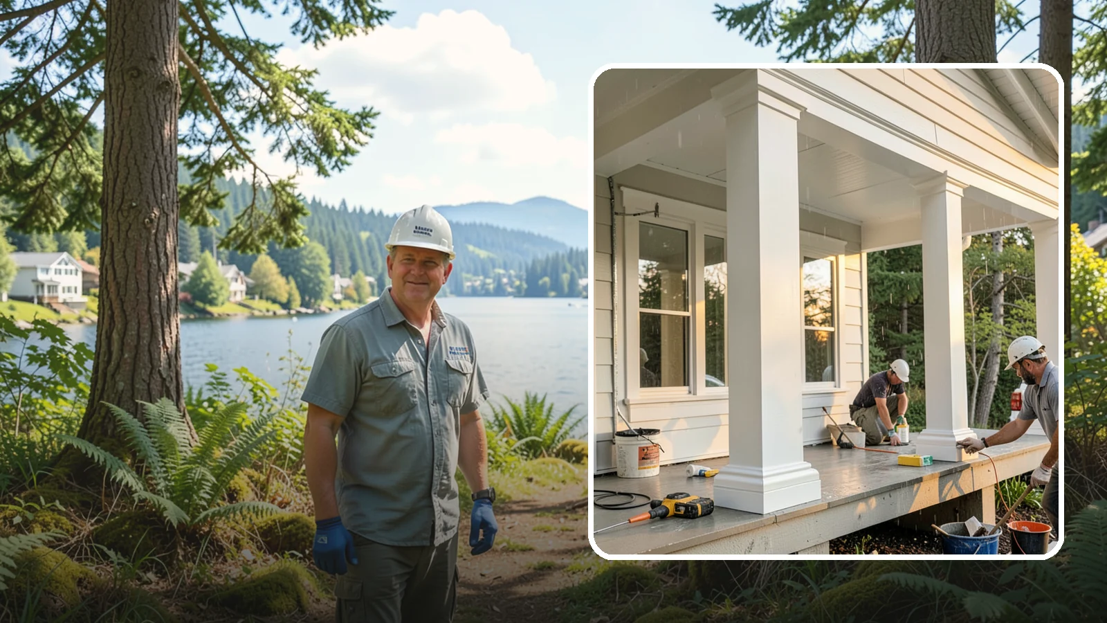 Column Wrap Installation in Milton, King County, WA - Column wrap installation that dresses up porch posts with a durable, finished exterior look.