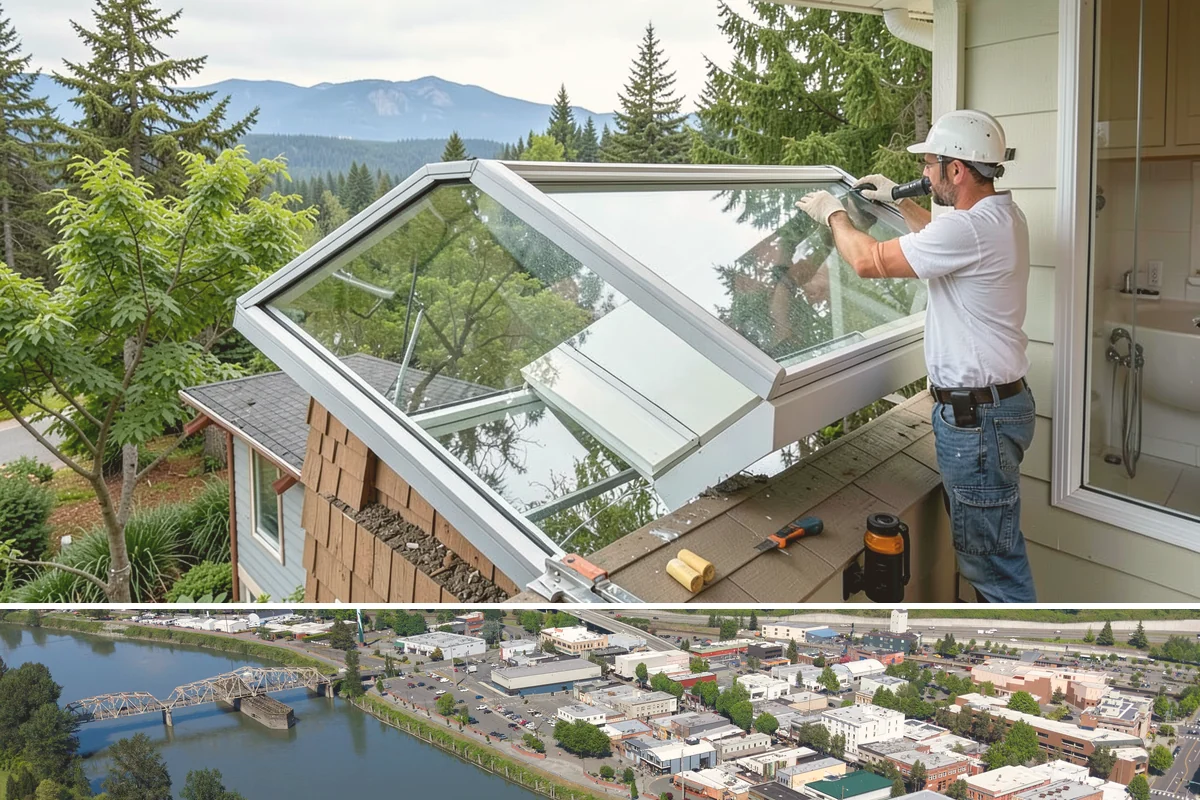 Column Wrap Installation in Mount Vernon, Skagit County, WA - Dry weather allows clean fitting and sealing of the wraps.