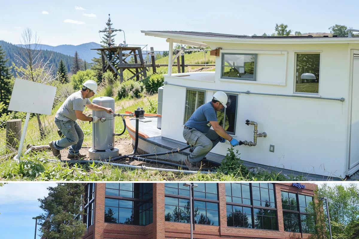 Column Wrap Installation in Mountlake Terrace, Snohomish County, WA - Dry weather allows clean fitting and sealing of the wraps.