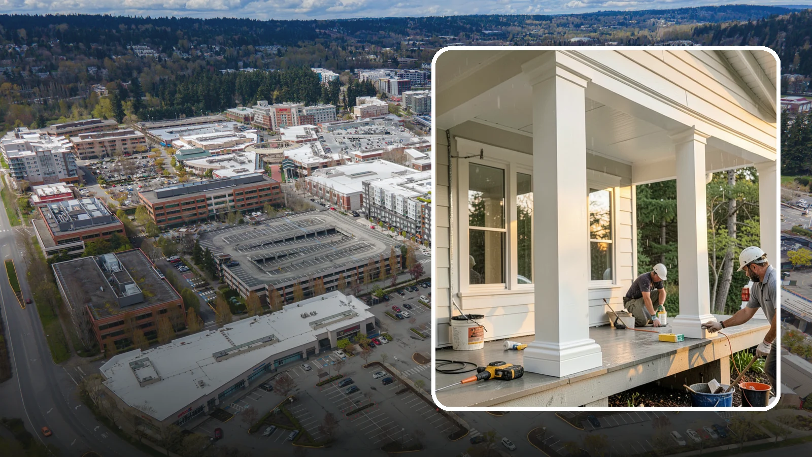 Column Wrap Installation in Redmond, King County, WA - Column wrap installation that dresses up porch posts with a durable, finished exterior look.