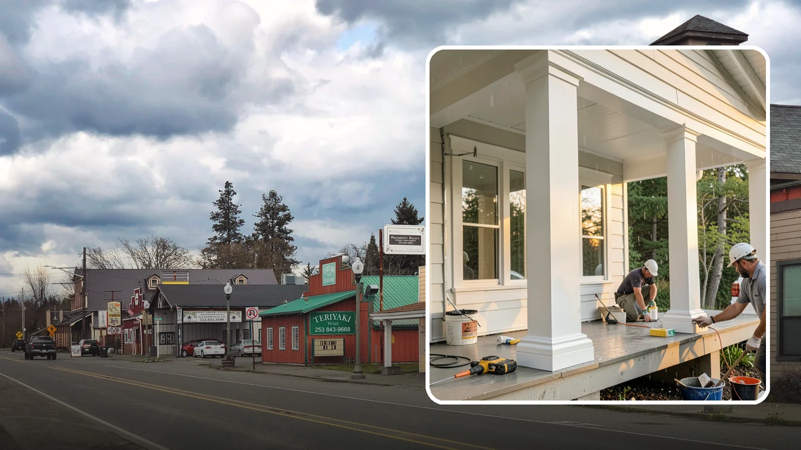 Column Wrap Installation in Roy, Pierce County, WA - Column wrap installation that dresses up porch posts with a durable, finished exterior look.