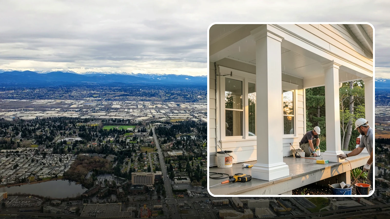 Column Wrap Installation in SeaTac, King County, WA - Column wrap installation that dresses up porch posts with a durable, finished exterior look.