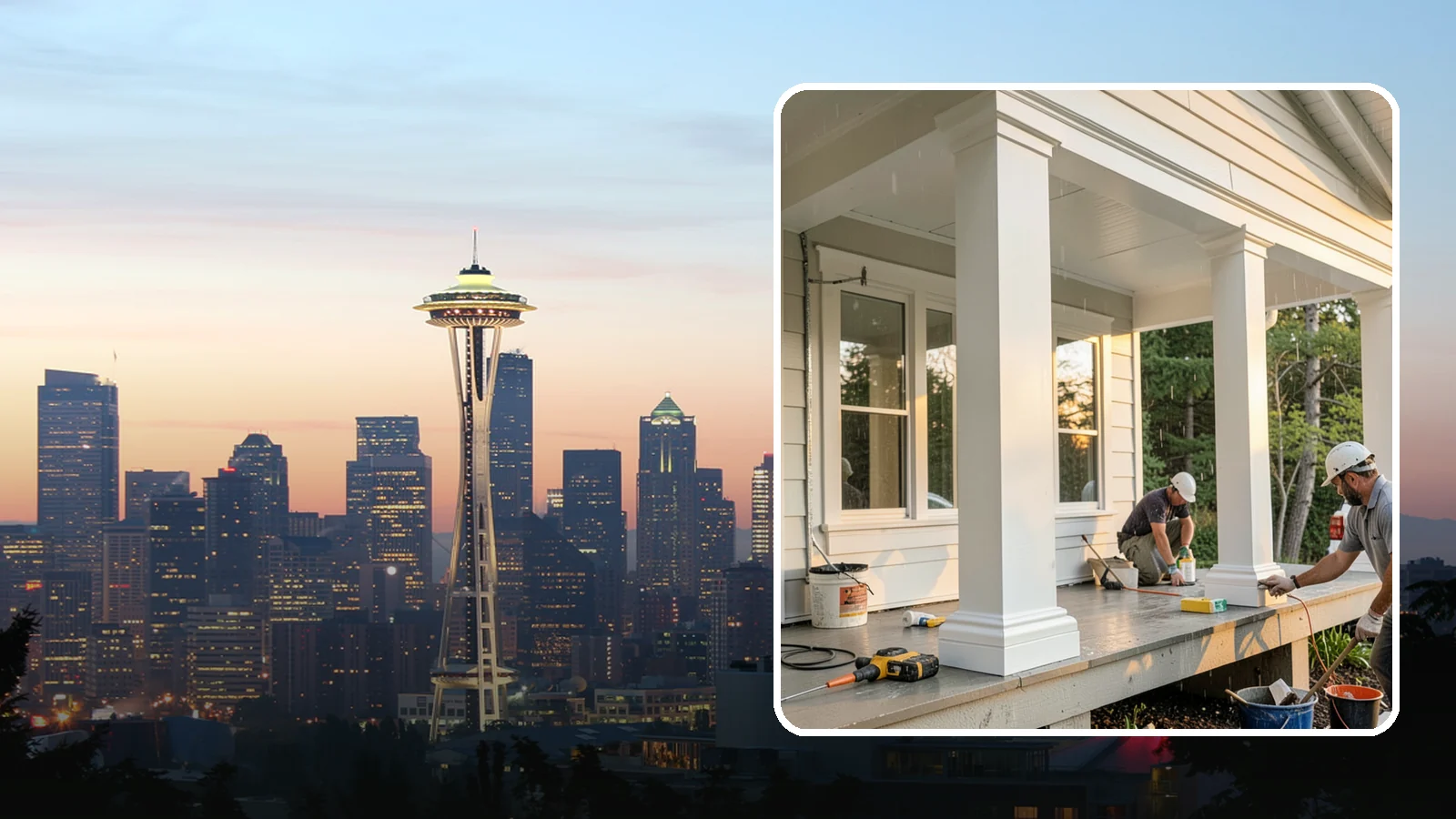 Column Wrap Installation in Seattle, King County, WA - Column wrap installation that dresses up porch posts with a durable, finished exterior look.