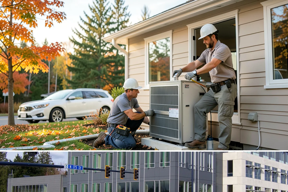 Column Wrap Installation in Shoreline, King County, WA - Dry weather allows clean fitting and sealing of the wraps.