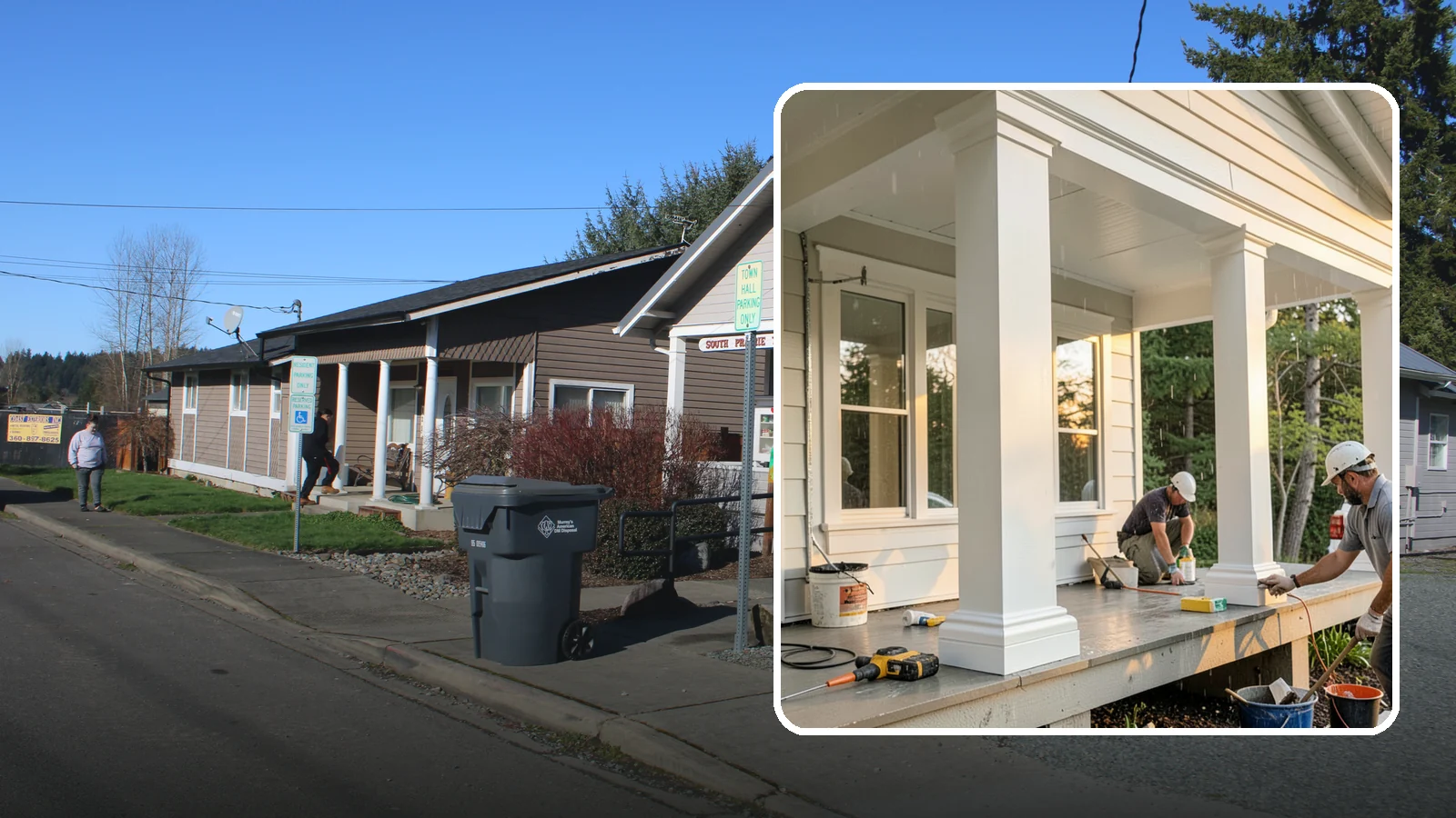 Column Wrap Installation in South Prairie, Pierce County, WA - Column wrap installation that dresses up porch posts with a durable, finished exterior look.