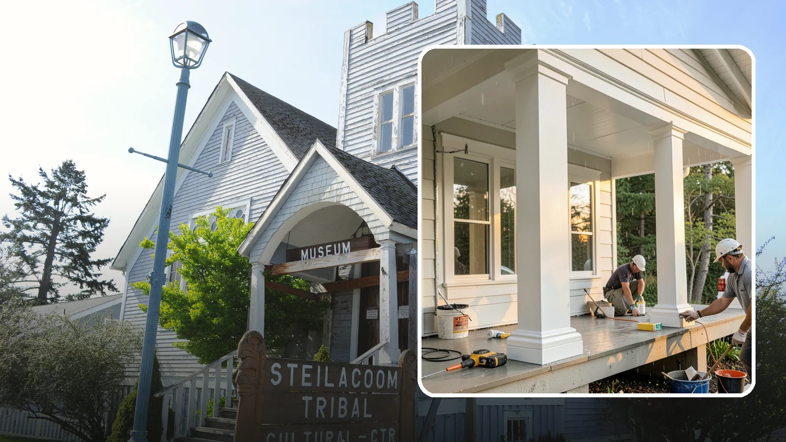 Column Wrap Installation in Steilacoom, Pierce County, WA - Column wrap installation that dresses up porch posts with a durable, finished exterior look.