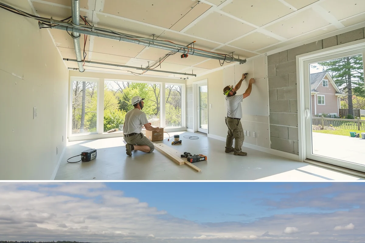 Column Wrap Installation in University Place, Pierce County, WA - Dry weather allows clean fitting and sealing of the wraps.