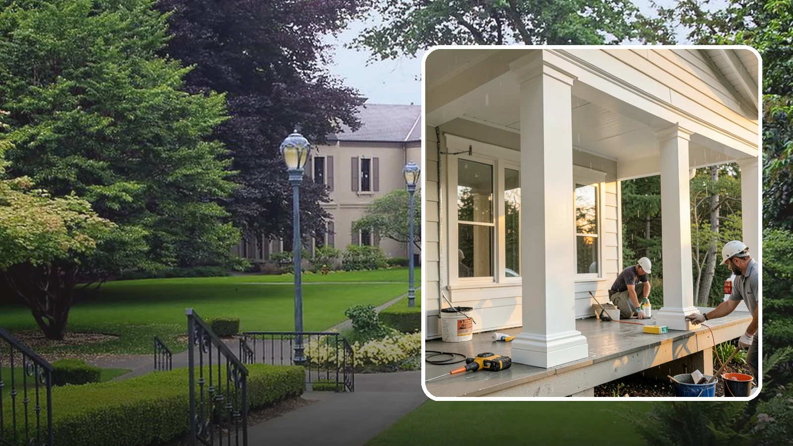 Column Wrap Installation in Woodinville, King County, WA - Column wrap installation that dresses up porch posts with a durable, finished exterior look.