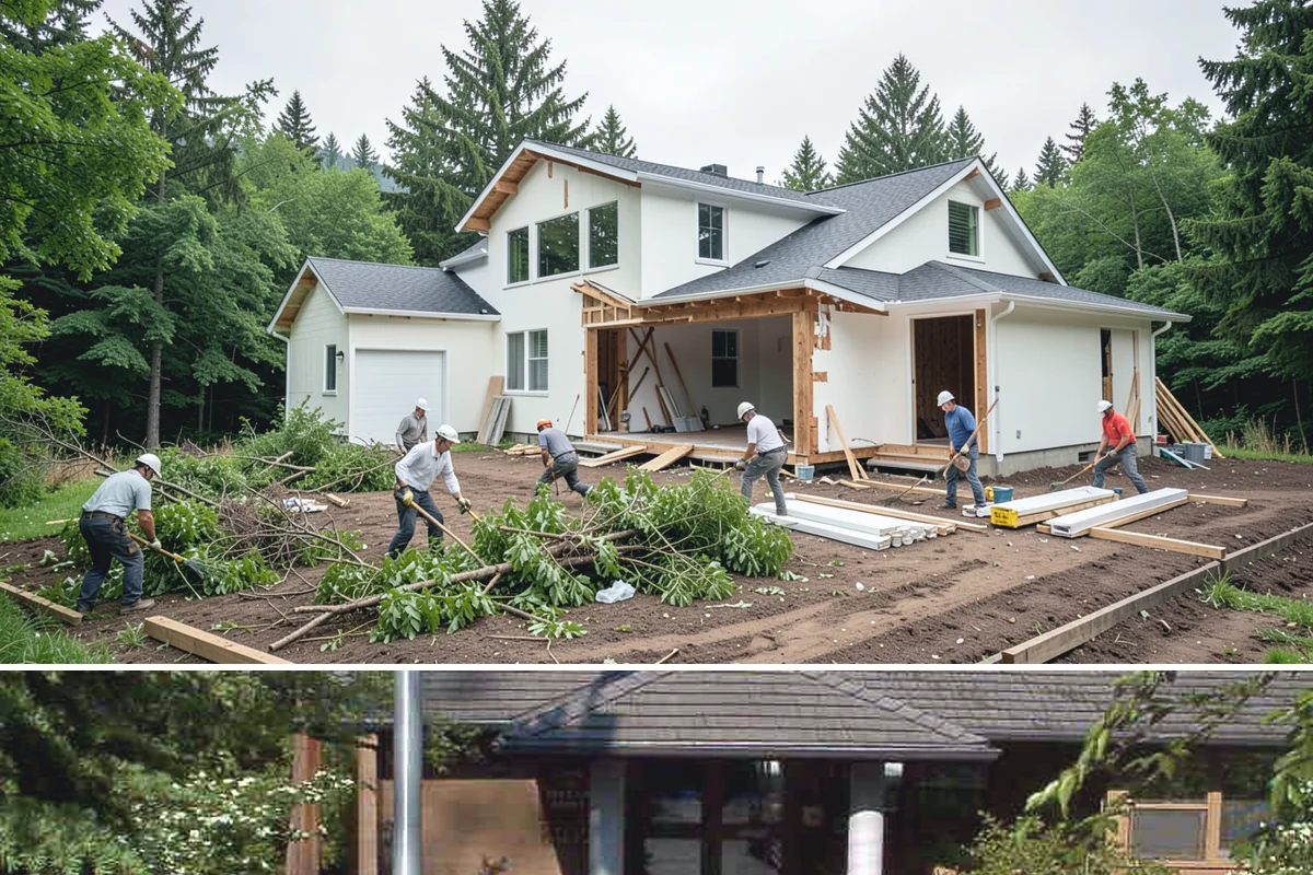 Column Wrap Installation in Yarrow Point, King County, WA - Dry weather allows clean fitting and sealing of the wraps.