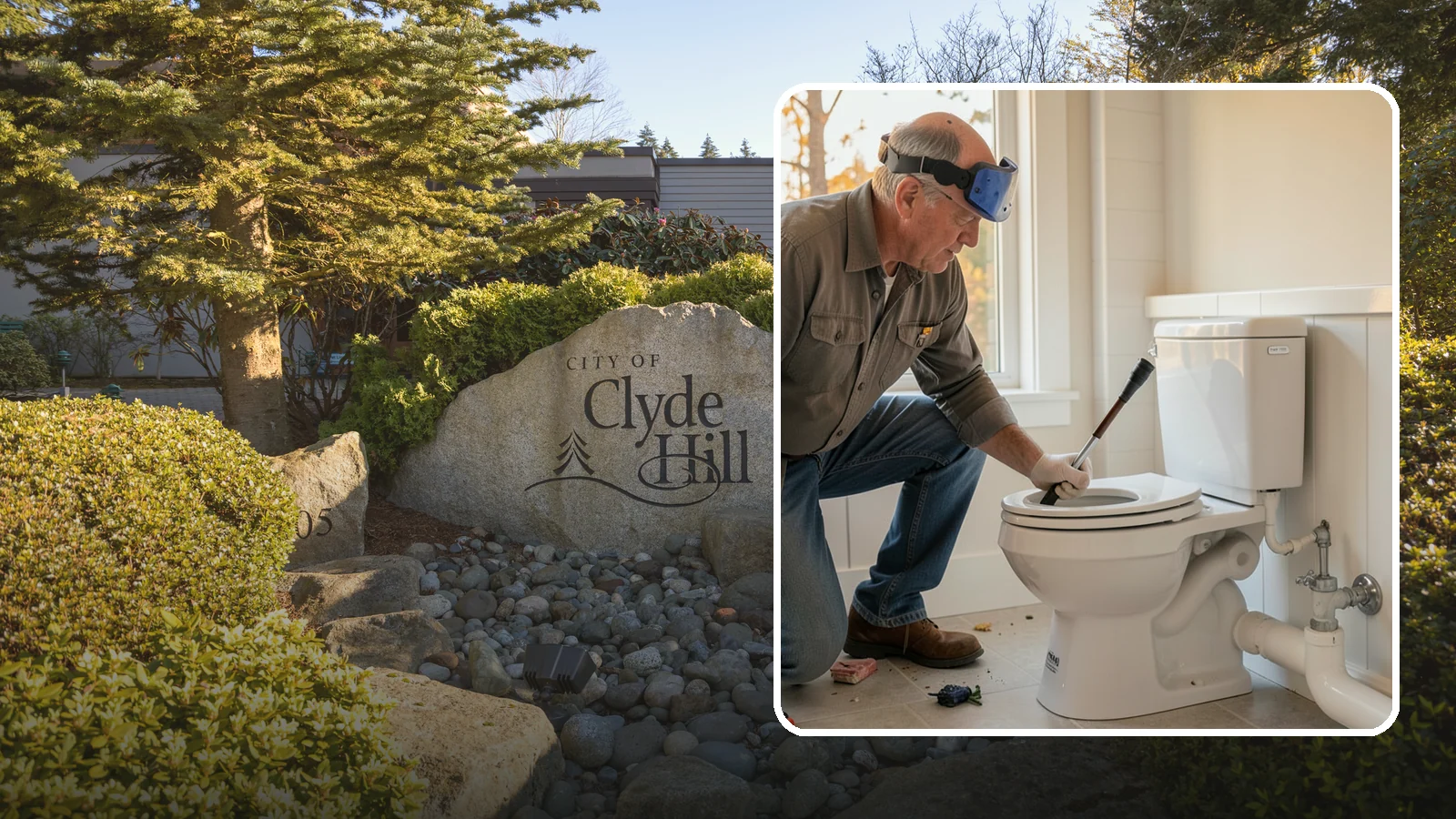 Comfort-Height Toilet Installation in Clyde Hill, King County, WA - A comfort-height toilet installation sets a taller bowl that is easier to sit down on and stand up from.