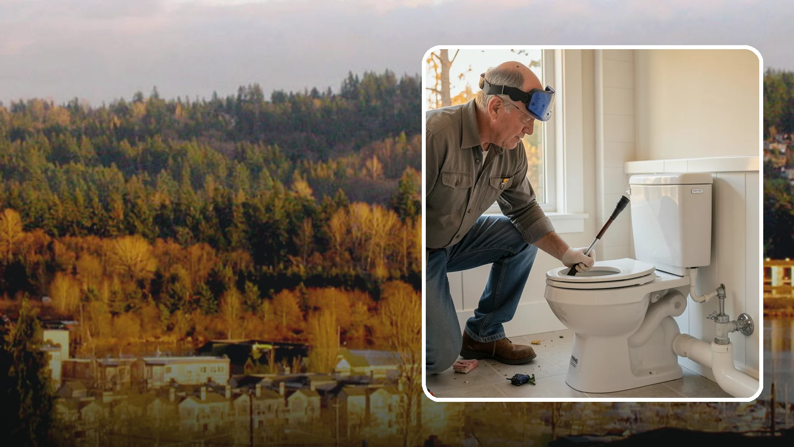 Comfort-Height Toilet Installation in Kenmore, King County, WA - A comfort-height toilet installation sets a taller bowl that is easier to sit down on and stand up from.