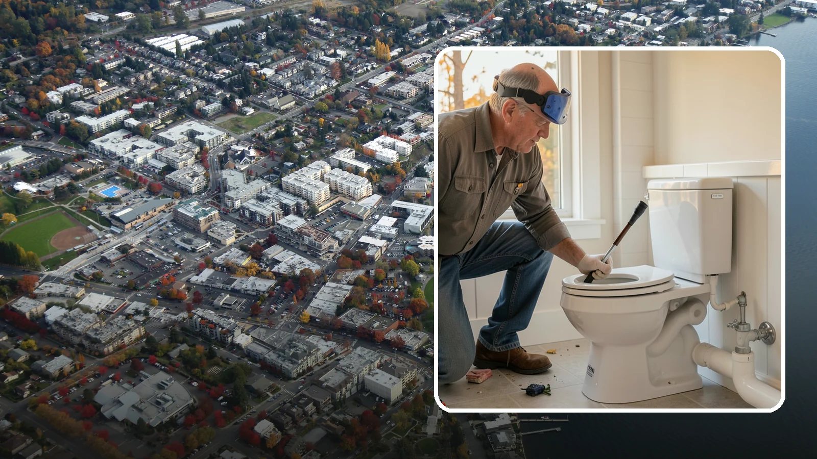 Comfort-Height Toilet Installation in Kirkland, King County, WA - A comfort-height toilet installation sets a taller bowl that is easier to sit down on and stand up from.