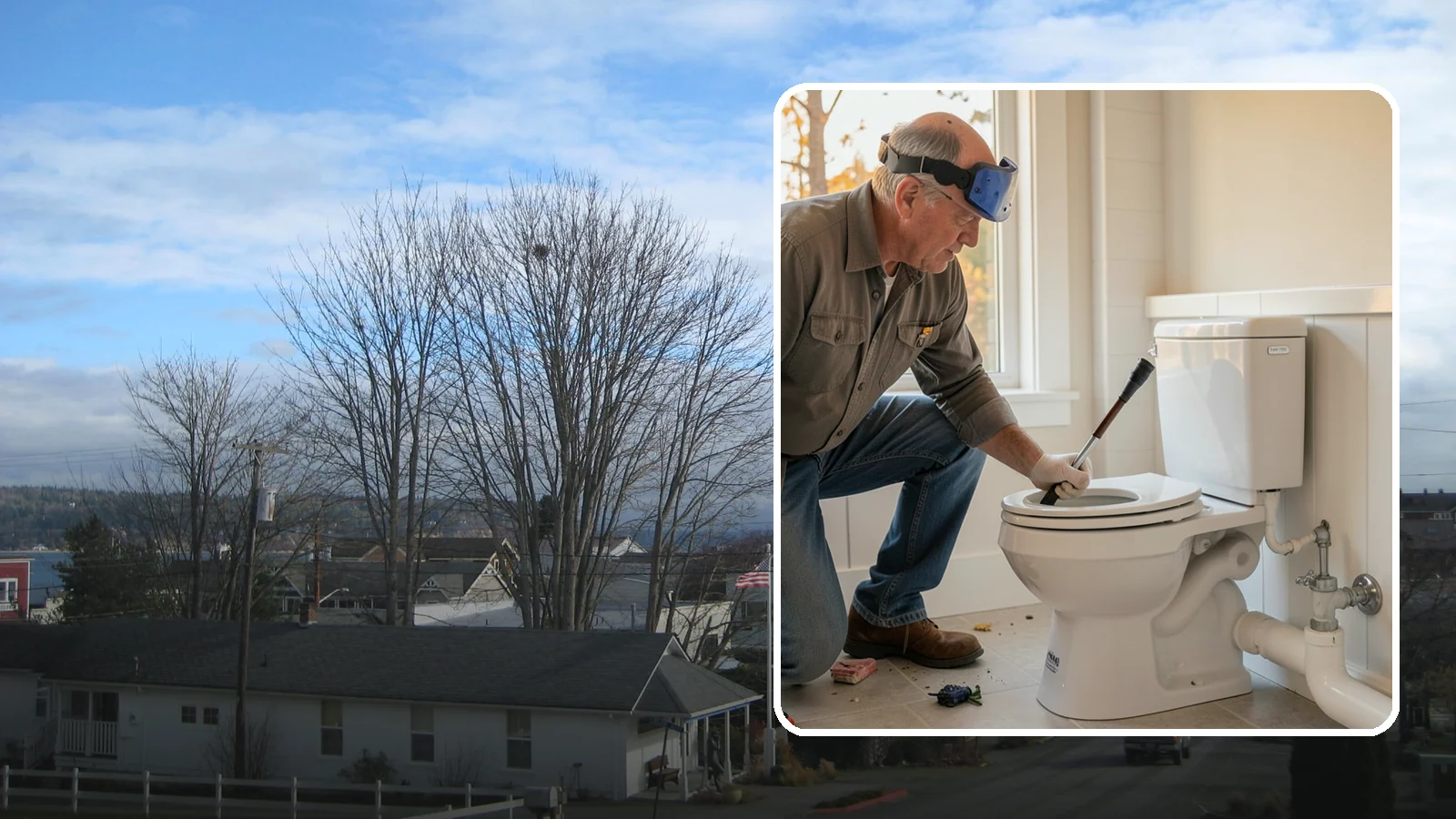 Comfort-Height Toilet Installation in Langley, Island County, WA - A comfort-height toilet installation sets a taller bowl that is easier to sit down on and stand up from.