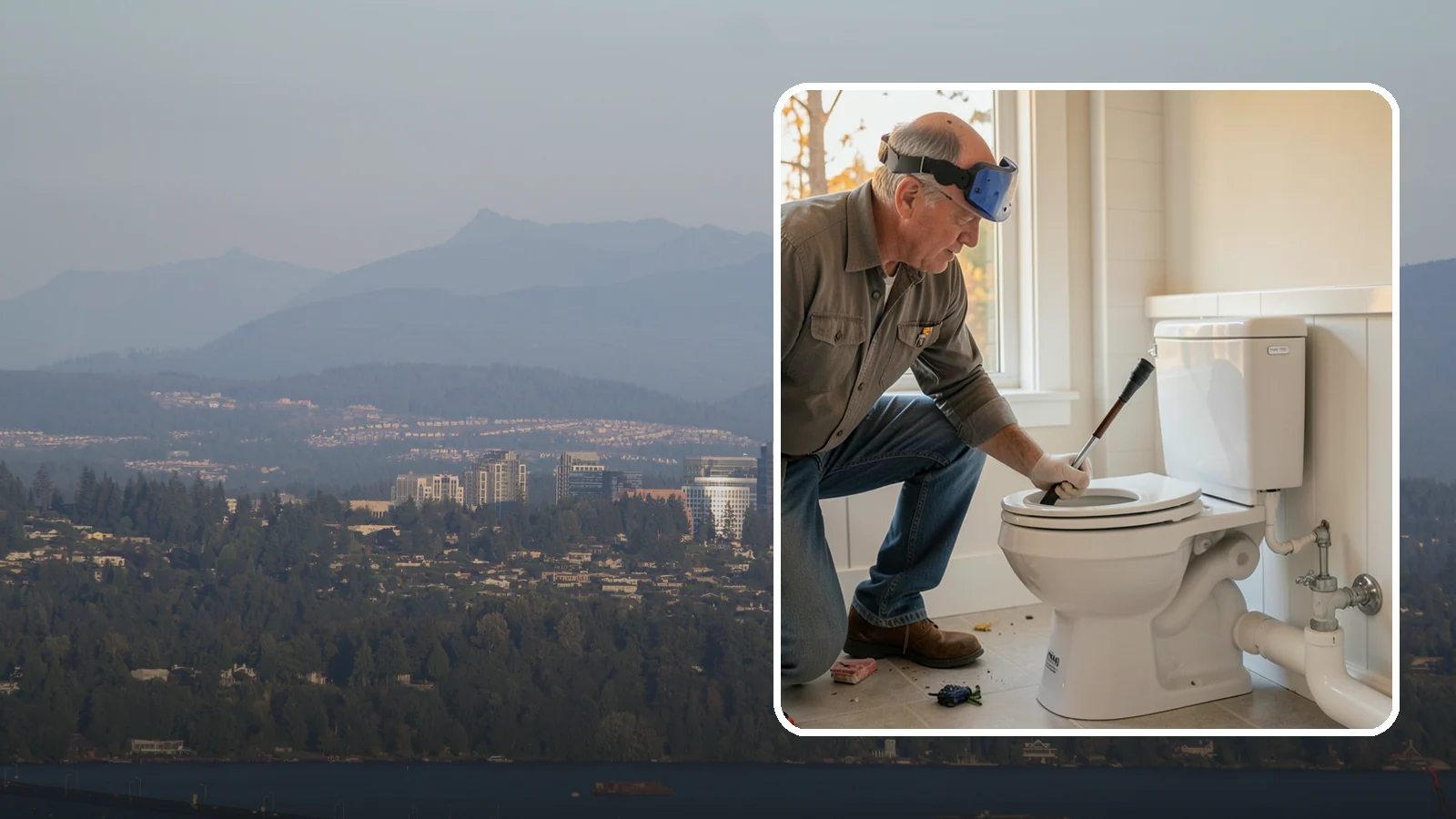Comfort-Height Toilet Installation in Medina, King County, WA - A comfort-height toilet installation sets a taller bowl that is easier to sit down on and stand up from.