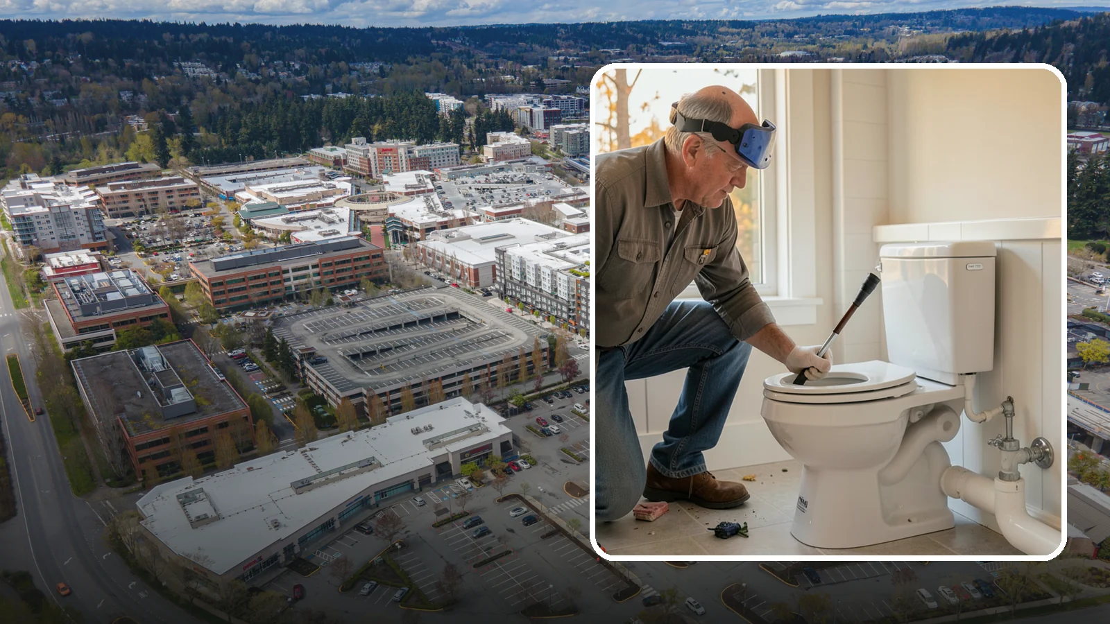 Comfort-Height Toilet Installation in Redmond, King County, WA - A comfort-height toilet installation sets a taller bowl that is easier to sit down on and stand up from.