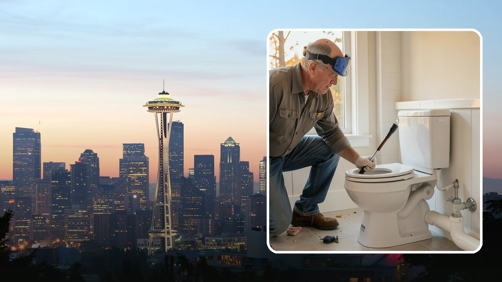 Comfort-Height Toilet Installation in Seattle, King County, WA - A comfort-height toilet installation sets a taller bowl that is easier to sit down on and stand up from.