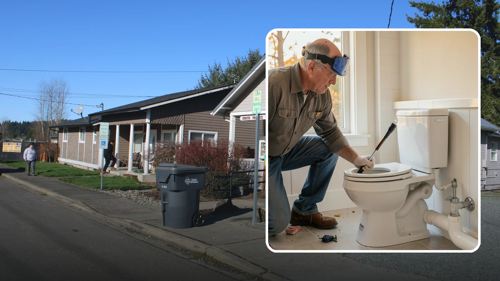 Comfort-Height Toilet Installation in South Prairie, Pierce County, WA - A comfort-height toilet installation sets a taller bowl that is easier to sit down on and stand up from.