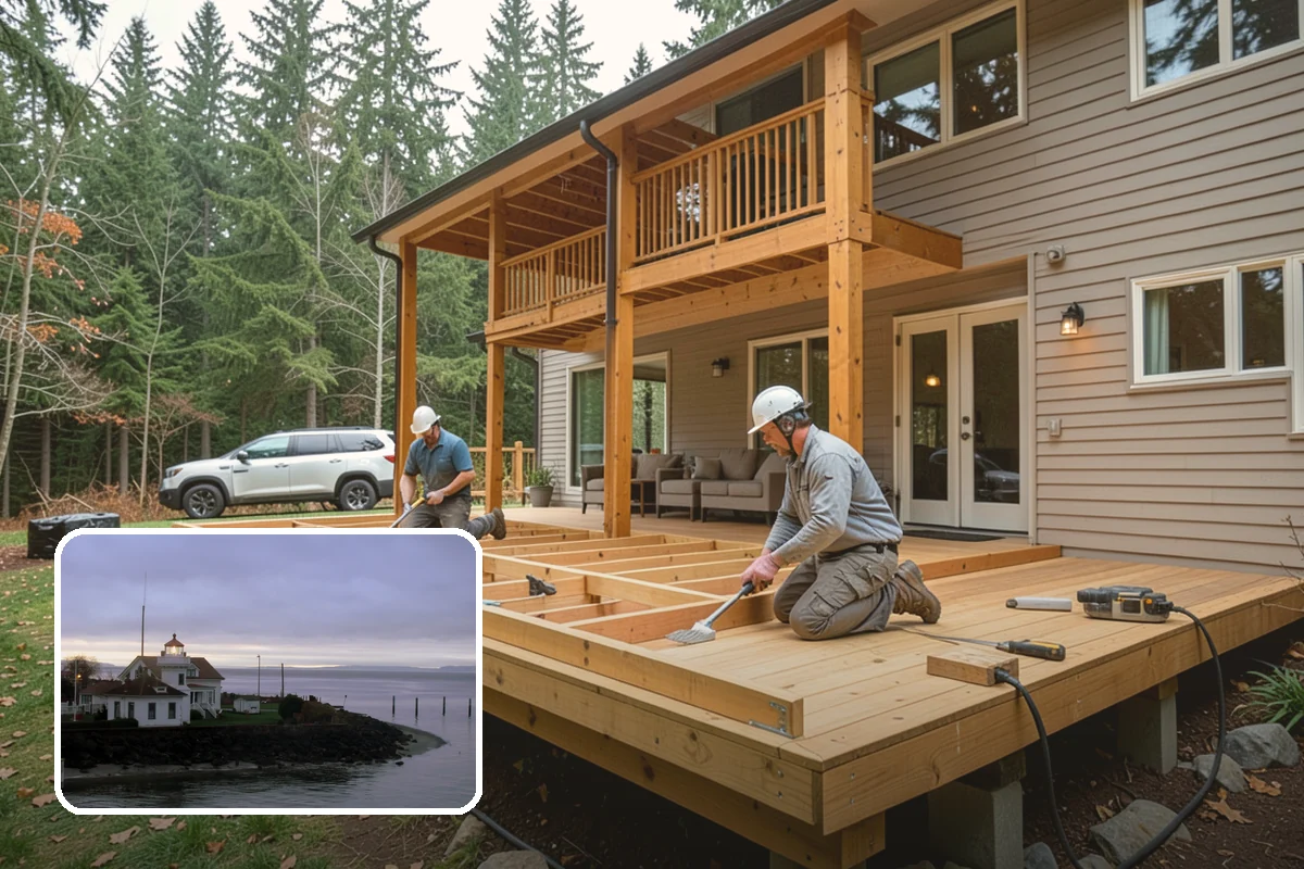 Composite Deck Installation in Mukilteo, Snohomish County, WA - Virtually no annual maintenance beyond an occasional wash