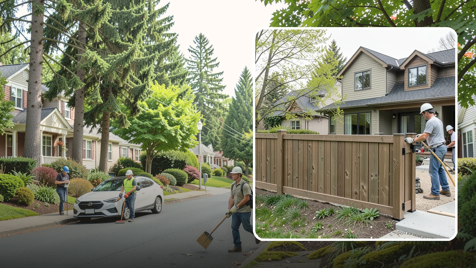 Composite Fence Installation in Beaux Arts Village, King County, WA - A rugged composite fence that pairs the look of wood with rot-proof, low-maintenance durability.
