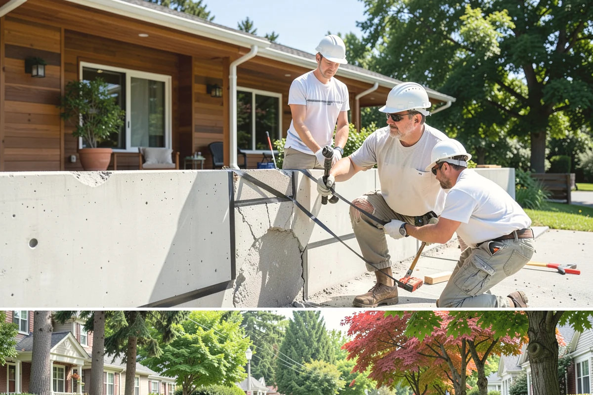 Composite Fence Installation in Beaux Arts Village, King County, WA - Summer footings cure fully before winter weather stresses the panels.