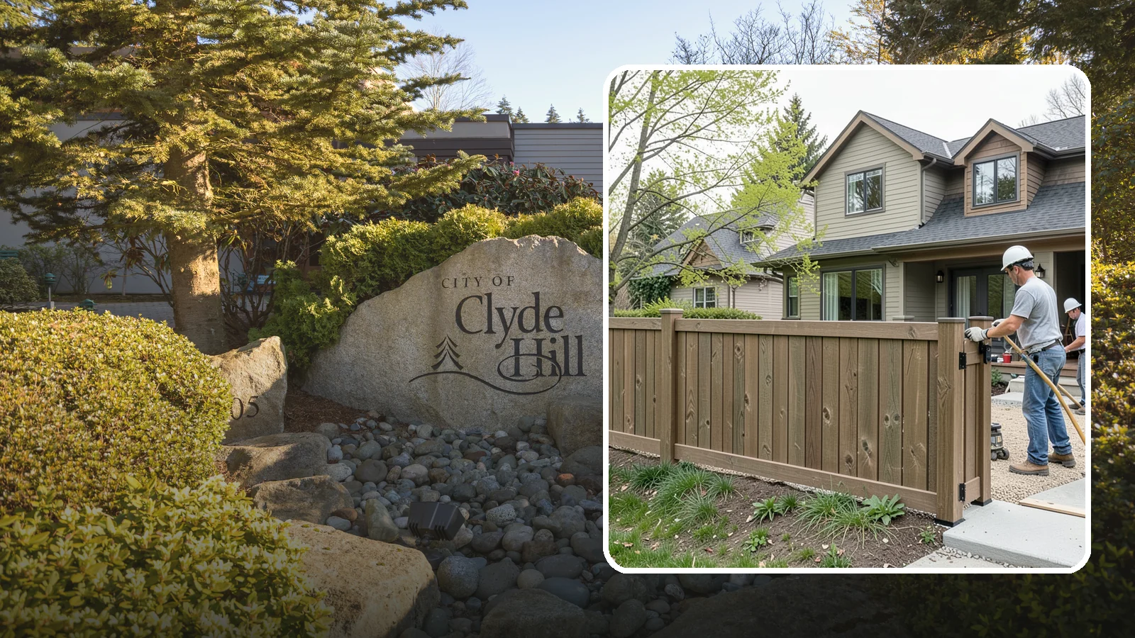 Composite Fence Installation in Clyde Hill, King County, WA - A rugged composite fence that pairs the look of wood with rot-proof, low-maintenance durability.