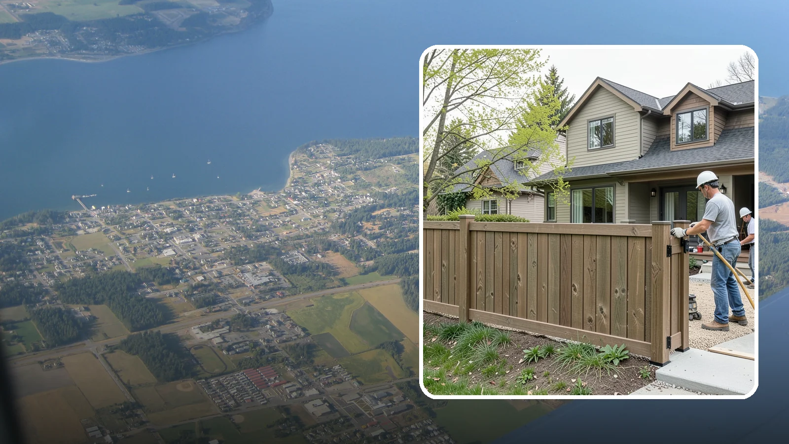 Composite Fence Installation in Coupeville, Island County, WA - A rugged composite fence that pairs the look of wood with rot-proof, low-maintenance durability.