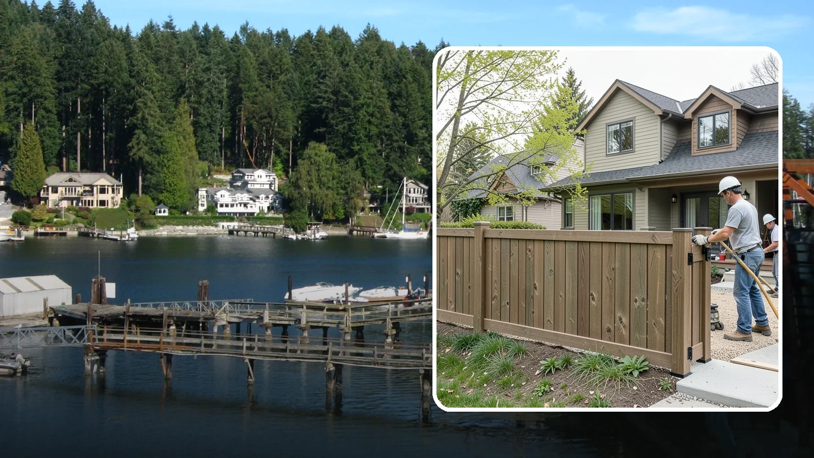 Composite Fence Installation in Gig Harbor, Pierce County, WA - A rugged composite fence that pairs the look of wood with rot-proof, low-maintenance durability.