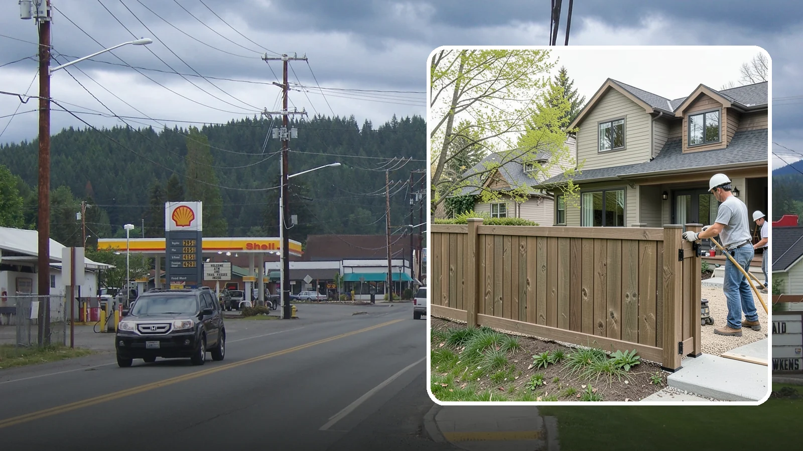 Composite Fence Installation in Granite Falls, Snohomish County, WA - A rugged composite fence that pairs the look of wood with rot-proof, low-maintenance durability.