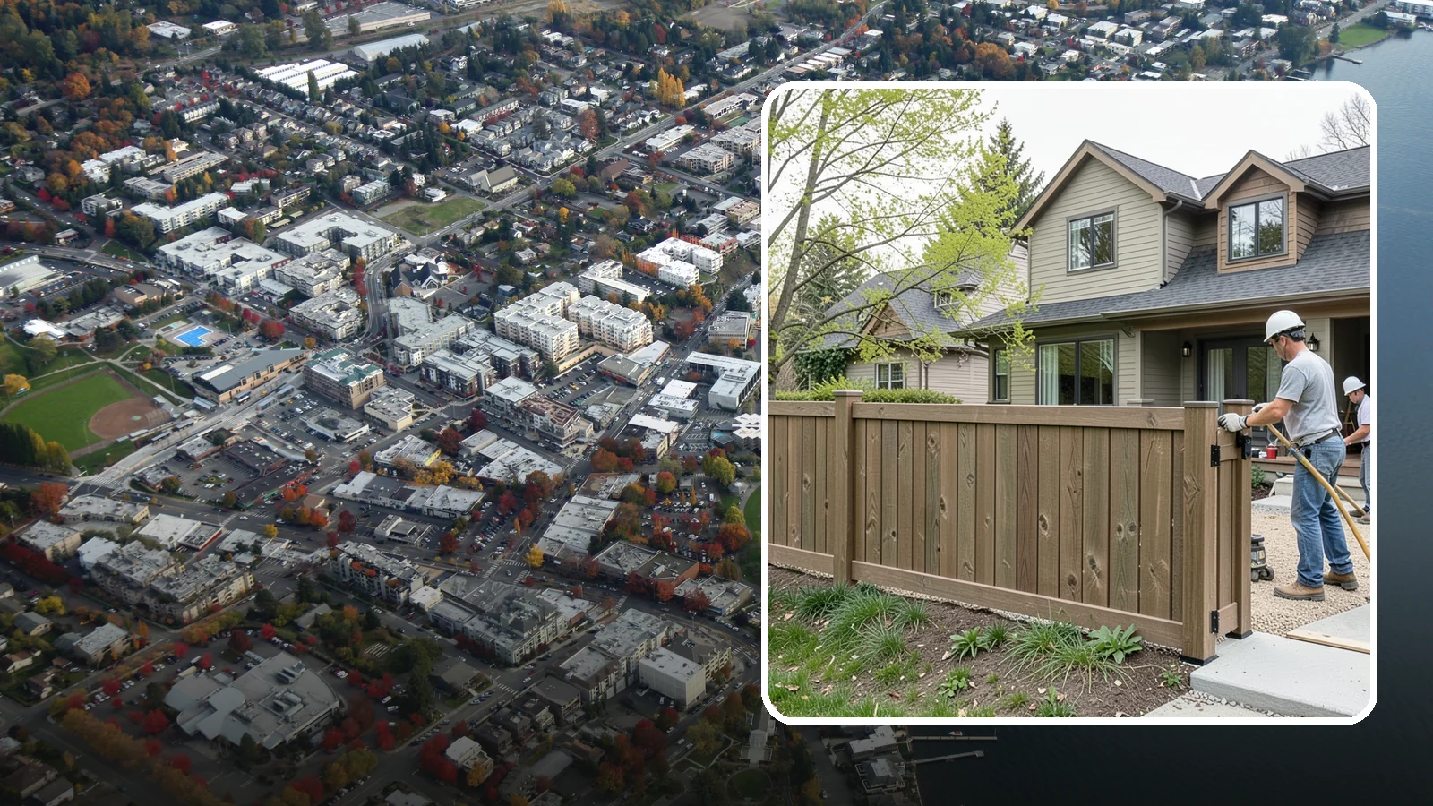 Composite Fence Installation in Kirkland, King County, WA - A rugged composite fence that pairs the look of wood with rot-proof, low-maintenance durability.